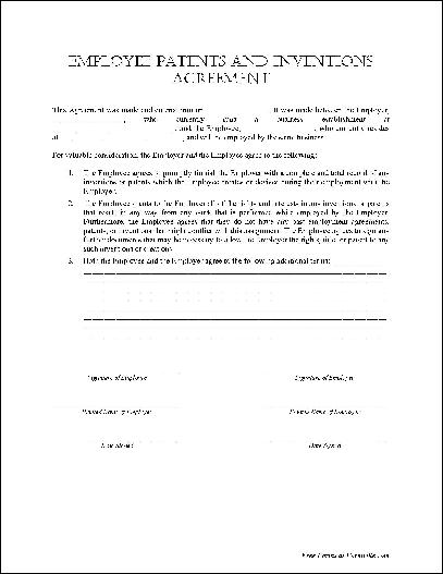Free Basic Employee Patents and Inventions Agreement from Formville