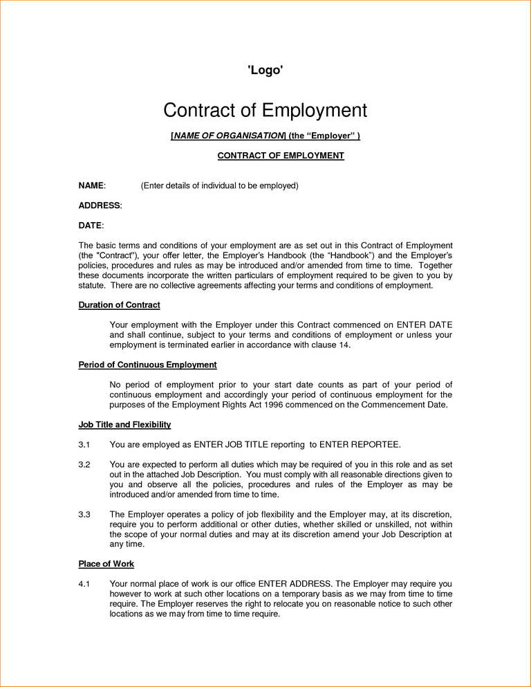 Employment Contract Sample | bravebtr