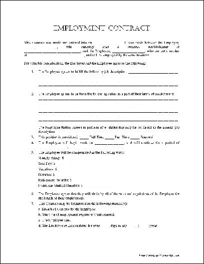employment agreement form Ecza.solinf.co