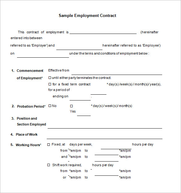 employment agreement template free 17 job contract templates free 