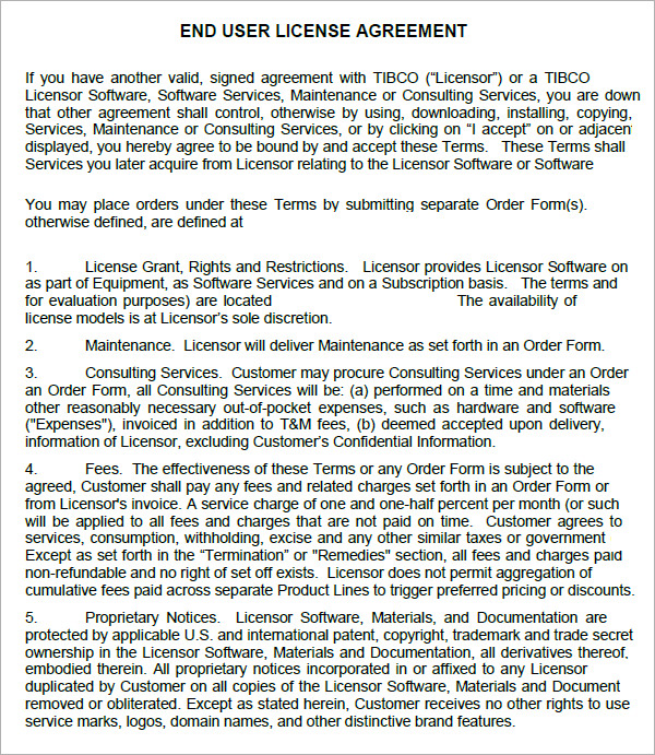 license agreement template pdf end user license agreement template 
