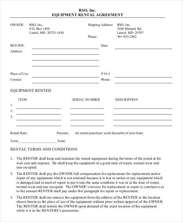 equipment lease agreement template free equipment lease agreement 