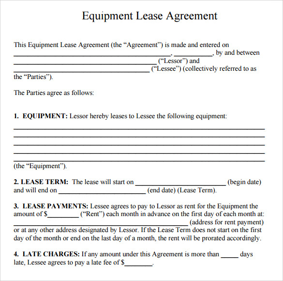 equipment lease agreement template download capital lease 
