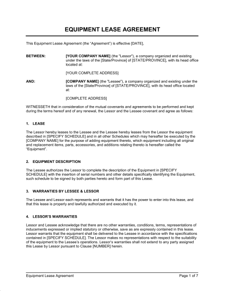 equipment rental agreement form template Black.dgfitness.co