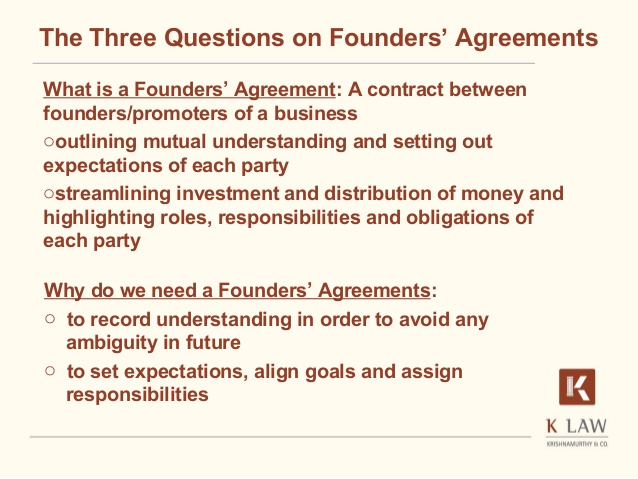 Founders' agreement A critical start for a start up (Naina Krishnam…