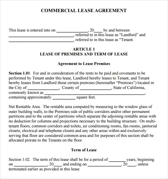 free commercial lease agreement template download free download 