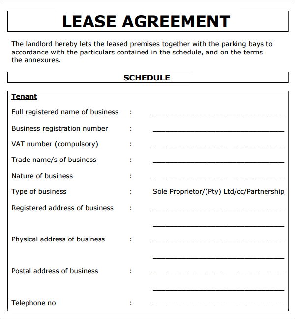 lease agreement word template south africa free commercial lease 