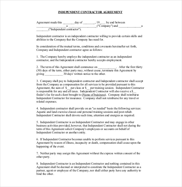 free contract agreement template contractor agreement template 13 