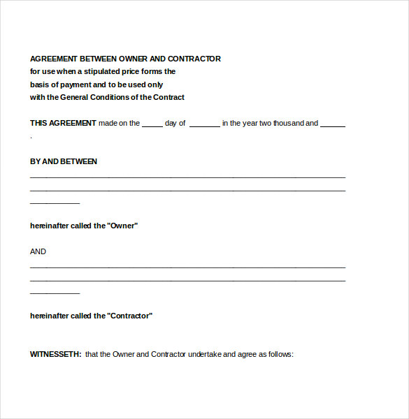 free contractor agreement template contractor agreement template 