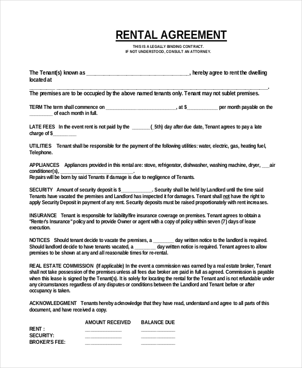 rental agreement template pdf simple agreement template 14 simple 