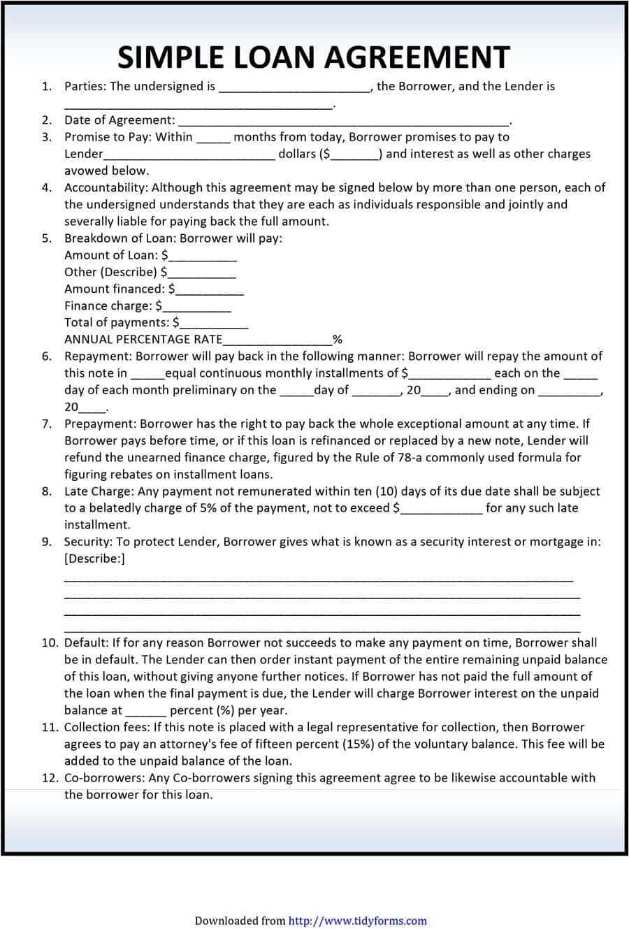 Free Loan Agreement Template 5 Templates To Write Perfect 