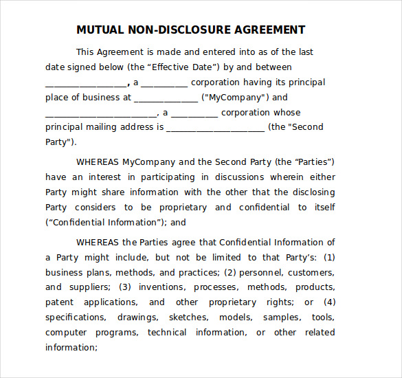 non disclosure agreement invention template doc 19 word non 