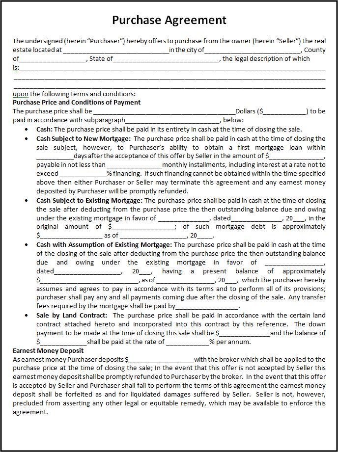 purchase agreement template word free purchase agreement template 