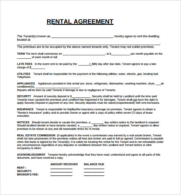 free rental lease agreement templates rental lease agreement 5 