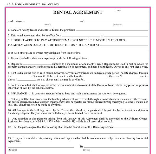 free printable lease agreement forms Acur.lunamedia.co