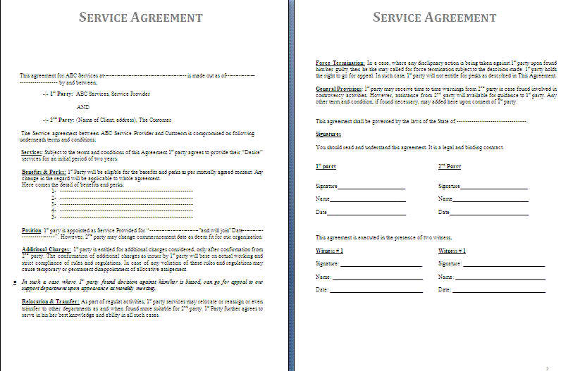 general service agreement template free 6 services agreement 