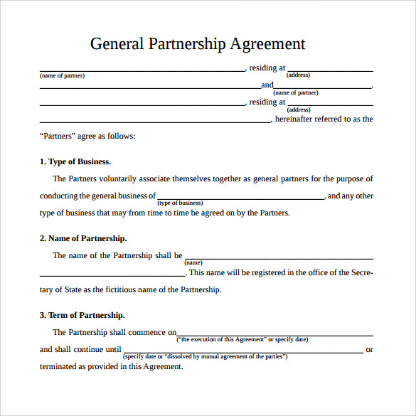 general partnership agreement template sample general partnership 