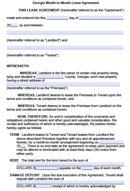lease agreement template ga free georgia monthly lease agreement 