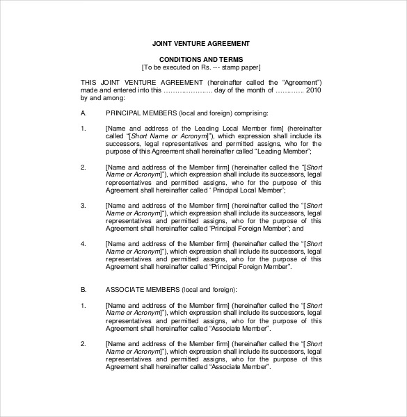 heads of agreement template free 10 joint venture agreement 