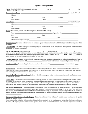 Horse Lease Agreement Fill Online, Printable, Fillable, Blank 