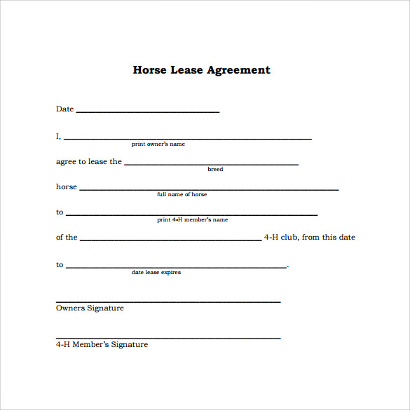 horse trial agreement template easy lease agreement template 