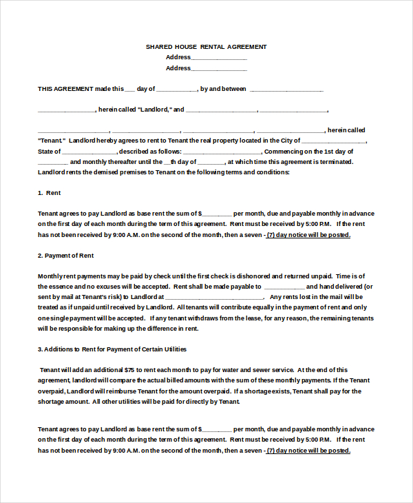 house rental agreement template 18 house rental agreement 