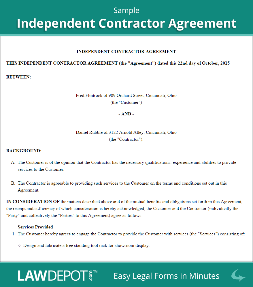 contract agreement template independent contractor agreement 