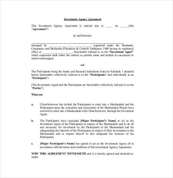 investor agreement template free 14 investment agreement templates 