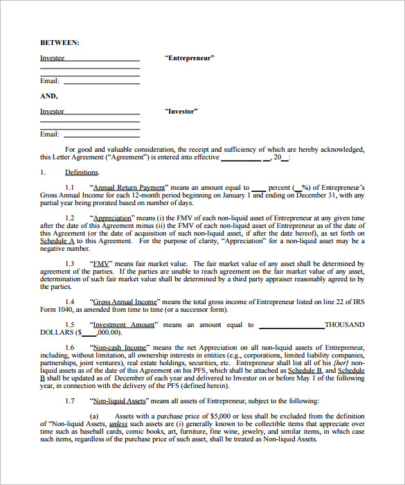 investment agreement template 10 investment contract templates 