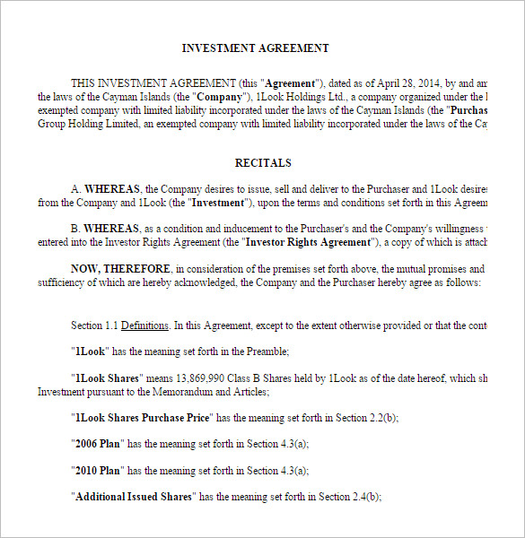 investor agreement template investor agreement template 10 