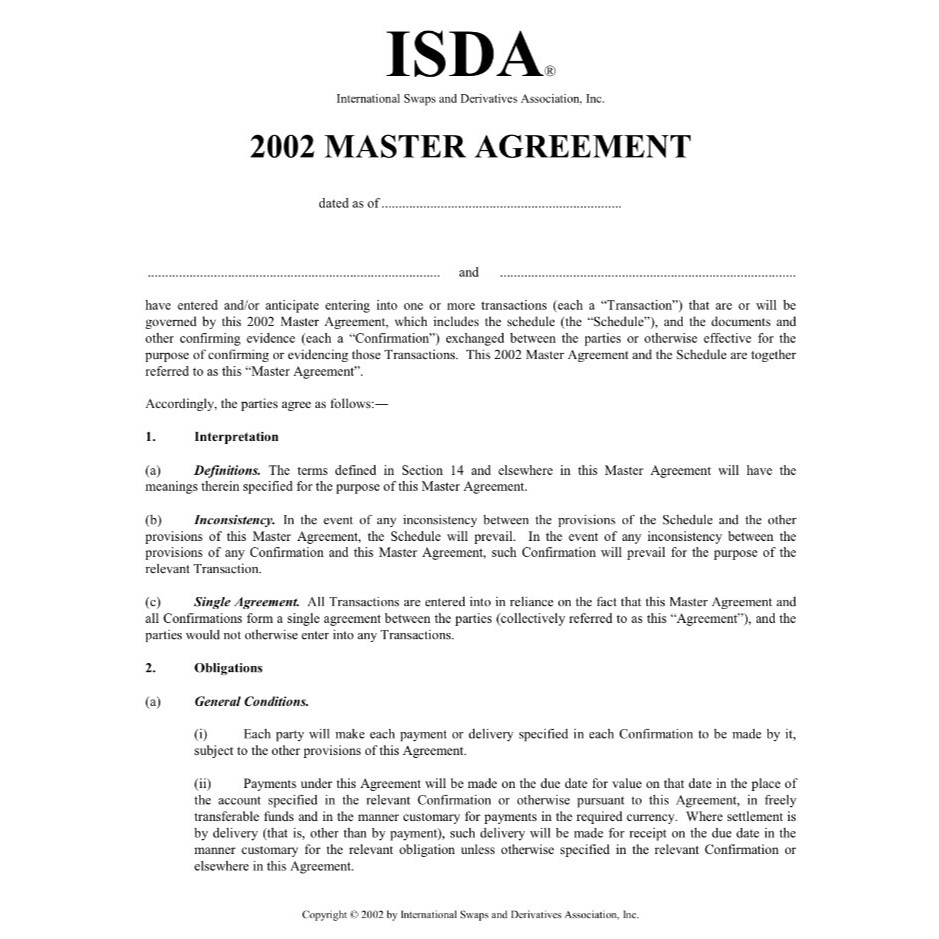 Introduction to the ISDA Master Agreement, inclusive of OTC 