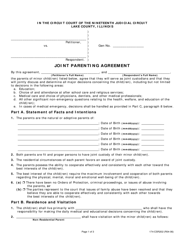 Joint Custody Agreement Form 6 Free Templates in PDF, Word 