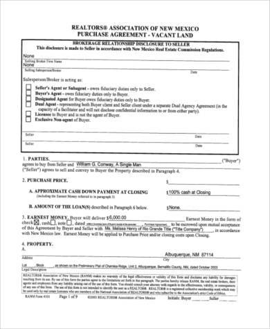 Simple Land Purchase Agreement Template emsec.info