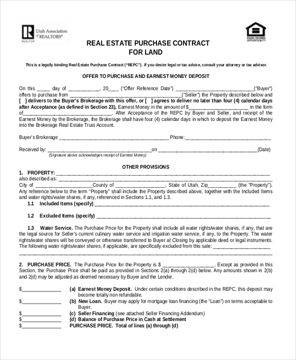 real estate purchase agreement template deposit nonrefundable 