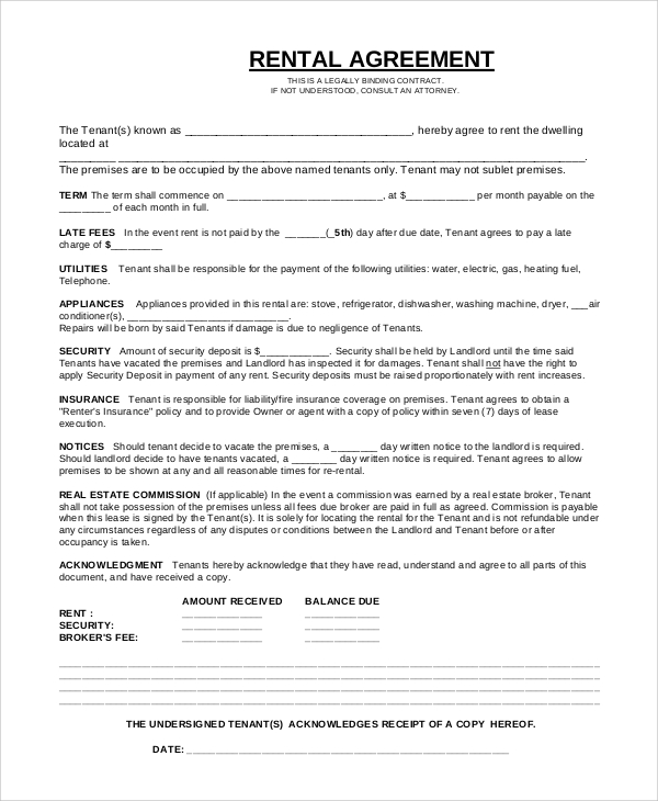Contract For Tenant Inspirational Sample Rental Agreement Contract 