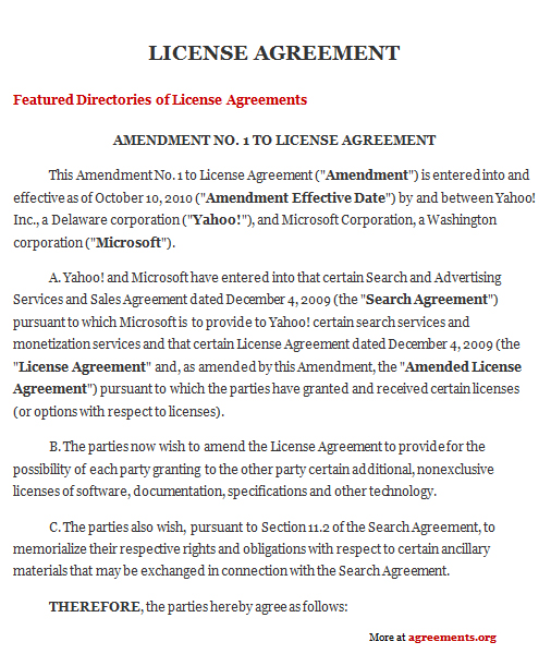 patent license agreement template license agreement sample license 