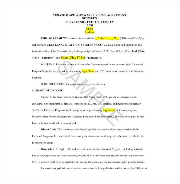licence agreement template free sample licensing agreement 