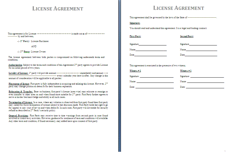 license agreement template license agreement template 