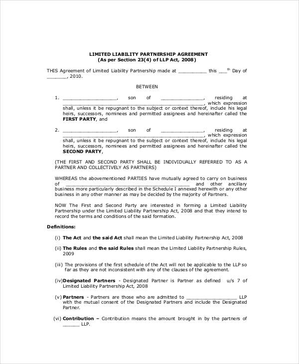 limited partnership agreement template pdf limited liability 