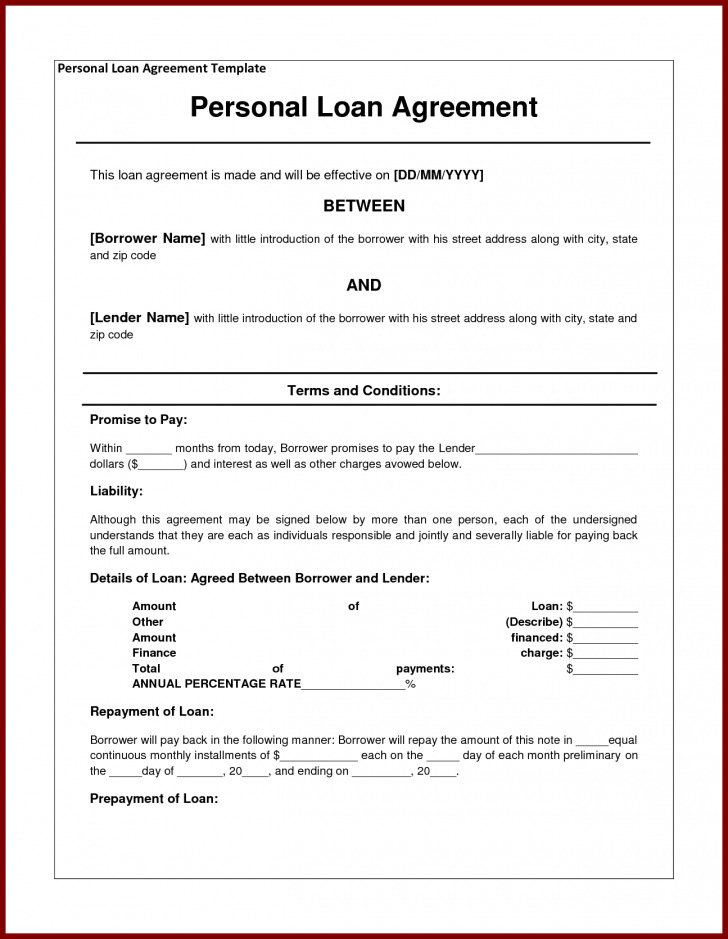Sample note template for personal loan agreement doc legal 