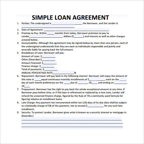Standard Loan Agreement Template Schreibercrimewatch.org