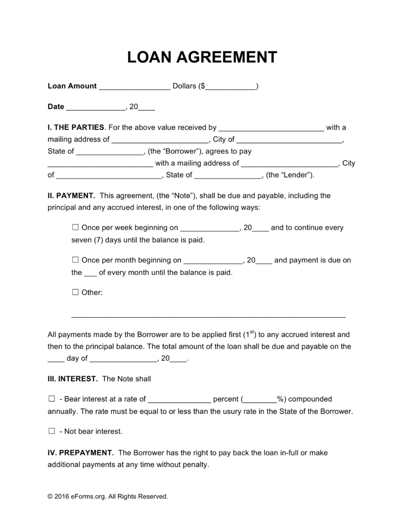 Free Personal Loan Agreement Template PDF | Word | eForms – Free 