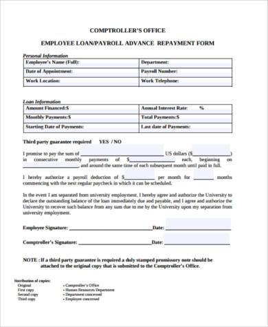 employee loan repayment agreement template sample employee loan 