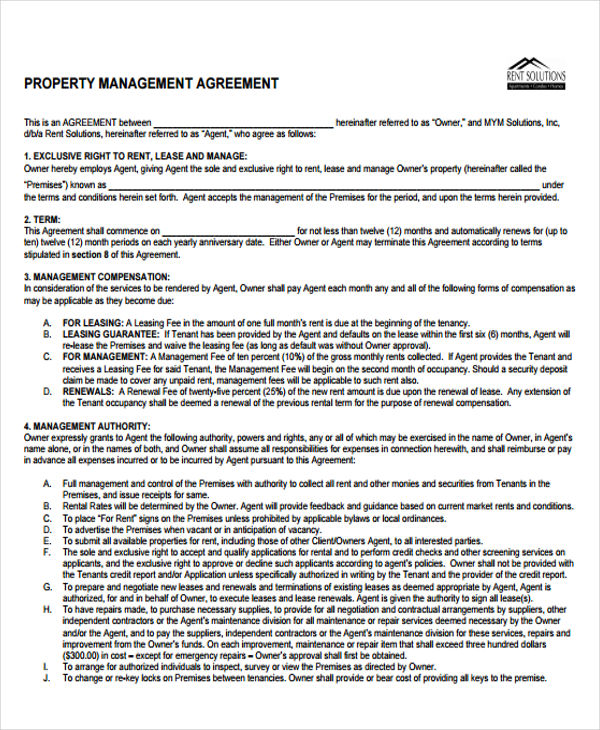 management agreement template 9 management agreement templates 