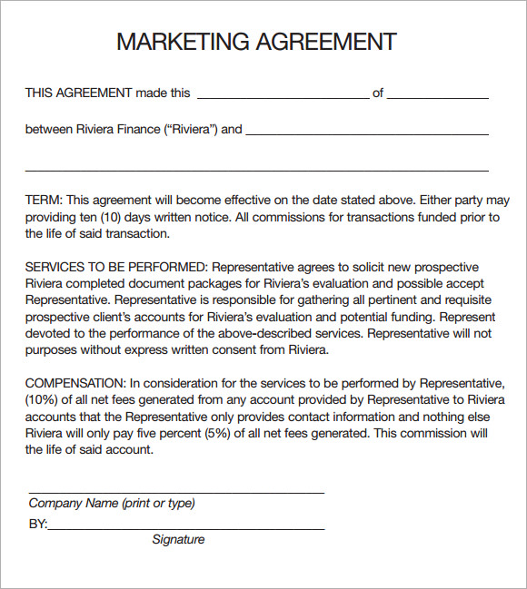 sales and marketing agreement template marketing agreement 
