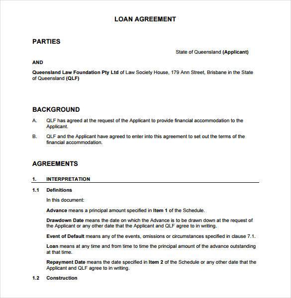 agreement between 2 parties template loan agreement contract 