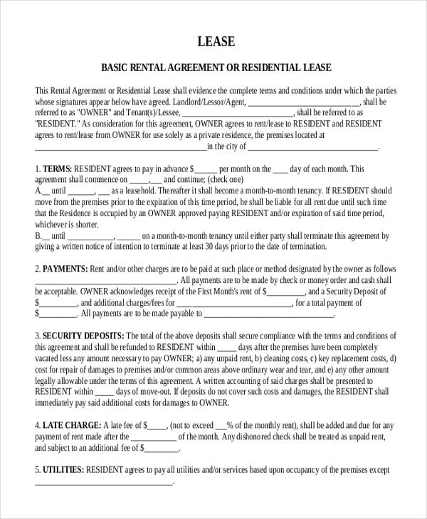 Sample Month to Month Lease Form 6+ Free Documents in PDF, Word
