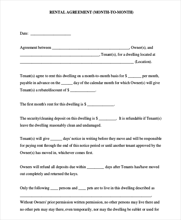 month to month lease agreement template month to month lease 