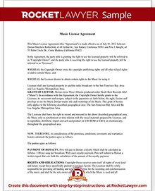 Music License Agreement Free Music License Agreement Template
