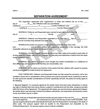 free separation agreement template nc separation agreement form 
